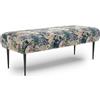 CAVADORE Panca Amba alla moda a 2 posti per cucina, sala da pranzo o cucina/panchina da cucina adatta per 2 posti Amba / 119 x 52 x 54 / tessuto jacquard, motivo floreale, verde oliva