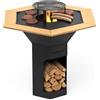 Barbecook barbecue a legna braciere da tavolo Nestor Original bbq grill con griglia rialzata e tavolini laterali, nero, 92x92x101cm