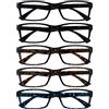 OPULIZE Occhiali Da Lettura Valore 5 Pacco Uomo Donna Nero Marrone Blu Stile Designer Lettori RRRRR92-11223 +3,50