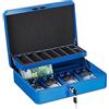 Relaxdays Cassetta di Sicurezza per Soldi, con Scomparto per Monete e 4 Vani per Banconote, 8,5x30,5x24,5 cm, Blu