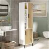 Colonna Bagno Multiuso Armadietto 45x36x174H Rovere E Bianco Flora