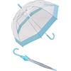 Susino Parapluie droit ouverture automatique - Transparent avec bordure bleu pastel Ombrello classico, 90 cm, Blu (Bleu)