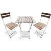 AD TREND Set da Balcone Giardino Tavolo + 2 Sedie in Ferro e Legno 51 x 51 cm