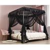 Mengersi Tenda a baldacchino con 4 angoli per letto, zanzariera, accessorio decorativo per camera da letto (doppio, nero)