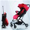 BAKAJI Passeggino Easy Ultra Leggero con Chiusura Facilitata Portata Massima 15 kg, Schienale Reclinabile con Cintura di Sicurezza a 5 Punti, Pieghevole con Una Mano, Salvaspazio (Rosso)