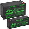 ANFEL BATTERIE RICARICABILI PIOMBO PER CENTRALE E SIRENA ANTIFURTO 12V 2,3AH 12V 7AH