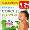 PureBorn 24 Pannolini Taglia 4 (7-12 kg), Ipoallergenico, Ultra assorbente, Pannolini 7-12 mesi, Dermatologicamente testato, Protezione completa, pannolino di alta qualità naturali bambù