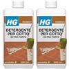 HG Pulitore Forte (HG n. 87), Detergente Concentrato per Rivestimenti Protettivi e Sporco Cristallizzato, Per Ogni tipo di Pavimento in Cotto - 1 Litre (194100108) (Confezione da 2)