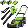 Greenworks 40V Tagliaerba a Batteria,CON Due Batterie 40V 2Ah e 1 Caricabatterie, Garanzia 3 Anni-G40LM41K2X + Greenworks GD40BV Aspiratore Soffiatore a Batteria, SENZA Batteria 40V e Caricabatterie