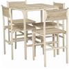 Yelloo Set Tavolo Bar Con 4 Sedie Rovere Beige Cucina Tavolino Comodi Mod. PORTOFINO