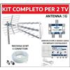 HYADES Kit Antenna Tv Digitale Terrestre UHF Centralino Amplificatore Per 2,4,6 TV ^^^