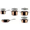 MEPRA Toscana Batteria Kitchen, 9 Pezzi, Trimetallo Acciaio Inossidabile 18/10, Alluminio e Rame