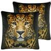 Paoletti Cuscini Cheetah Portrait Twin Pack Piume D'Oca, Nero, 50 x 50cm, 2 unità