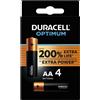 Duracell Blister 4 batterie pile alcaline Duracell OPTIMUM stilo AA MN1500 LR06