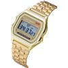 Orologio uomo donna unisex Vintage Retrò Digitale stile Casio acciaio e Oro Nero