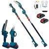 KIT POTATURA MINI MOTOSEGA 6" + FORBICI CESOIA A BATTERIA CON ASTA TELESCOPICA