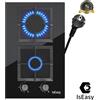IsEasy 31cm Piano cottura a gas 2 fiamme, Domino piano cottura a gas in vetro, 3700W IT