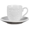 AD TREND Set 6 Tazze Tazzine Caffè in Porcellana con Piattini Bianche Decoro Cuore