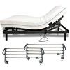 DUÉRMETE ONLINE Duermete Letto elettrico articolato rinforzato 5 piani + materasso viscoelastico dorsale Visco + set ringhiere, grigio, 90 x 190