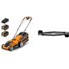 LawnMaster CLMF2434G Tagliaerba Senza Filo 24V+Lawnmaster 34cm Ersatzmesser CLMF2434G 24V, 34cm Rasenmäher