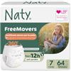 Naty FreeMovers Pannolini a Mutandina, Taglia 7 (16+kg), 64 pezzi | Per pelli sensibili, mutandino ipoallergeniche, Assorbente, Fino a 12h di protezione dalle perdite, senza profumo, elastico