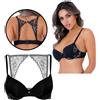 Reggiseno push up intimo donna senza ferretto sexy nero con pizzo trasparente