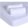 PMD PMP - Lotto da 1 proteggi materasso / 2 lenzuoli con angoli, in jersey, 60 x 120 cm, bianco