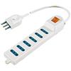 Poly Pool PP0405Q Presa Multipla con 6 Prese Bivalenti, 1.5 m Cavo e Interruttore, Bianco