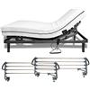 DUÉRMETE ONLINE Duermete - Letto elettrico articolato rinforzato 5 piani + materasso viscoelastico Medic Visco + set ringhiere, grigio, 90 x 200