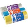 Gallo, Sacchi per Raccolta Differenziata, 20 sacchetti per rotolo, kit da 3 rotoli, 70x110cm, 110 Litri, Blu, Trasparente, Giallo