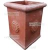 FratelliVagnoni Vaso Vasi in terracotta quadrato alto pilone lavorato rosone cotto toscano italy