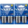VARTA 8 Pile VARTA Ultra Lithium AA Batterie Litio Stilo Mignon 1,5V Foto Flash Gps