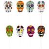 dekora 16 Cake Topper Halloween teschi messicani - Decorazioni per Cupcake, Muffin e Torte - Teschi Colorati in Stile Día de los Muertos - Festa Halloween