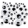 Graziano, Occhietti Adesivi Mobili 50pz Assortiti - 8-20mm, Bianco e Nero, Per Decorazioni Creative
