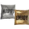Out of the blue Cuscino con paillettes argento/dorate, Enjoy & Happy, con cerniera a lampo