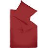 fleuresse Colours 9100-4580 Lenzuola (Copripiumino + 2 federe) 100% Cotone (Satin di Cotone makò), con Chiusura Lampo, 200x220 + 80x80 cm, Tinta Unita, Colore: Rosso Scuro