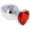 TOYZ4LOVERS Fallo plug dildo anale Large in alluminio gioiello a cuore rosso incastonato
