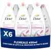 Dove Bagnodoccia Floreale, Idratante Dermo-Naturale, Fiori di Loto e Frutti Rossi, 1/4 Crema Idratante, Dermatologicamente Testato, Bagnoschiuma Uomo e Donna, 100% Bottiglia Riciclata*6 Pezzi x 450ml