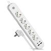 CIABATTA MULTIPRESA CON 5 POSTI SCHUKO 4 PORTE USB (C) CON INTERRUTTORE ON/OFF