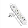 CIABATTA MULTIPRESA CON 5 POSTI SCHUKO 4 PORTE USB (C) CON INTERRUTTORE ON/OFF