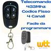 Wttelettronica Telecomando per apricancello apri cancello automatico universale 433 92 MHz nice