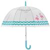 Susino Ombrello a campana/cupola trasparente da donna, sistema di apertura automatico, ampia protezione con diametro 85 cm, resistente al vento, fenicotteri rosa, trasparente, 100 cm, ombrello canna,