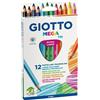 Giotto Pastelli Pastelloni Giotto Mega Tri da 12 Colori Misti Triangolari Mina Grande