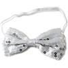 Dress Up America Papillon con Paillettes Argentate per Uomo e Bambino - Cravatta a Farfalla Argento Regolabile per Costumi, Danza e Feste - Taglia Unica