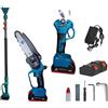 Kit Potatura elettrosega oliatore Forbice Cesoia a Batteria con Asta Telescopica