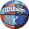 Wilson Pallone da Basket WNBA Heir DNA, Con Scanalature di Precisione, Guscio dinamico e Ritenzione Dell'Aria Superiore, Ideale Per Terreni Versatili, Colore: Blu/Arancione, Taglia: 6