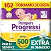 Pampers Progressi Midi, Taglia 3 (4-9 kg), 162 Pannolini Neonato