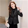 Giacca da Tailleur Blazer Donna Ufficio Elegante Nero Pelle Sintetica 21405