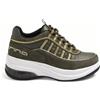 Fornarina Scarpe UP Lacci Platform Camoscio Tessuto Army Gold