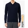 Lacoste MAGLIONE LACOSTE CON SCOLLO A V IN LANA MERINO AH1990-166 col. blu